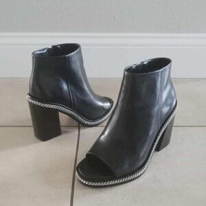 Vince Camuto Bitnny Chain Block-Heel Peep Toe Ankle Boots